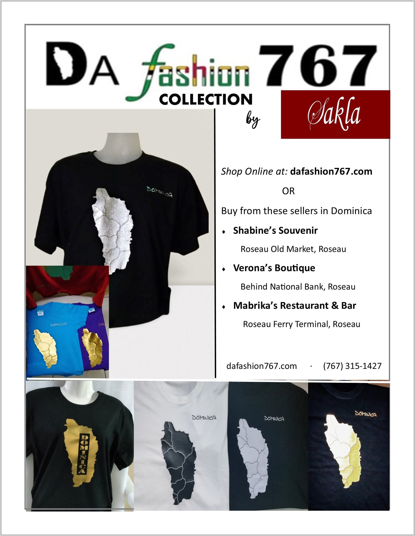 White Dominican T-Shirt Black Map/Parishes