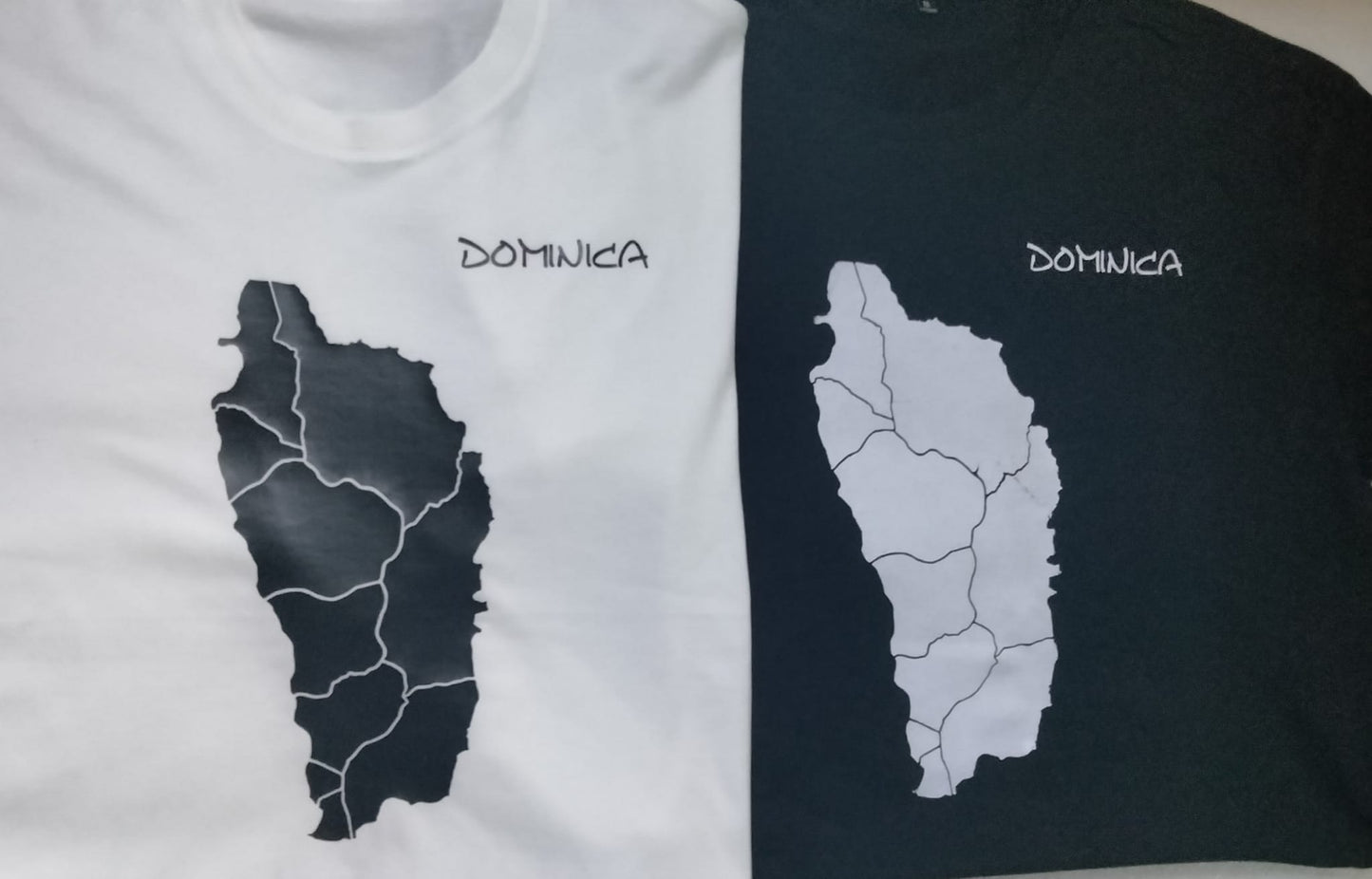 White Dominican T-Shirt Black Map/Parishes