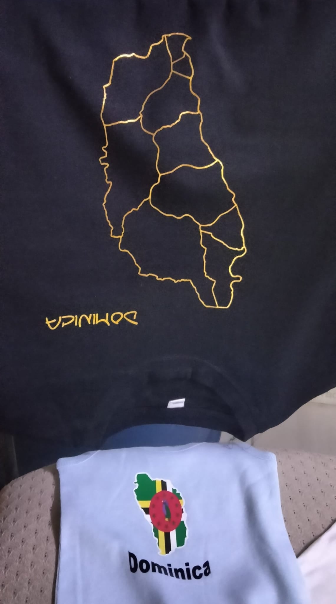 Black T-Shirt with Gold Dominican Map Outline