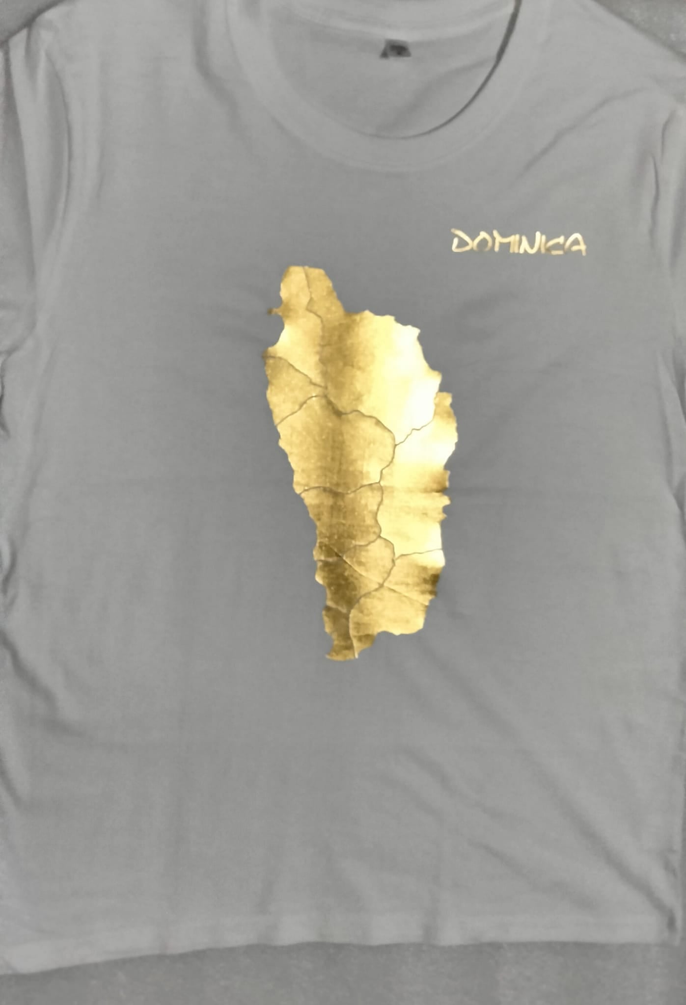 White Dominica T-shirt Gold Map/Parishes