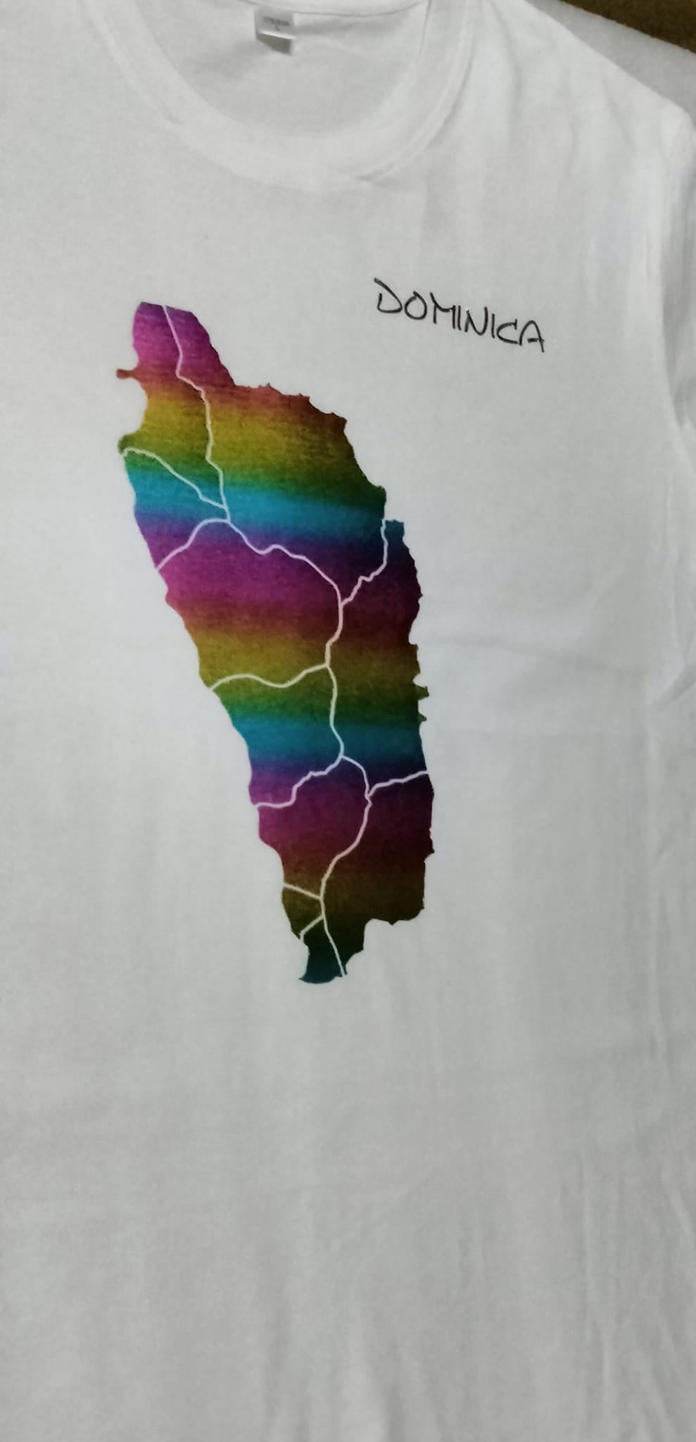 White Dominican T-Shirt Rainbow Style-1